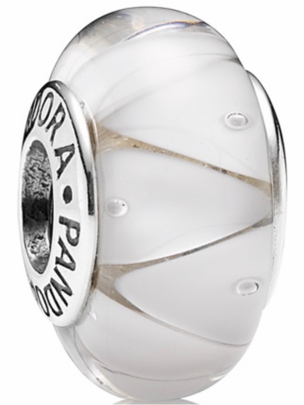 Pandora White Glass Swirl Charm Bead